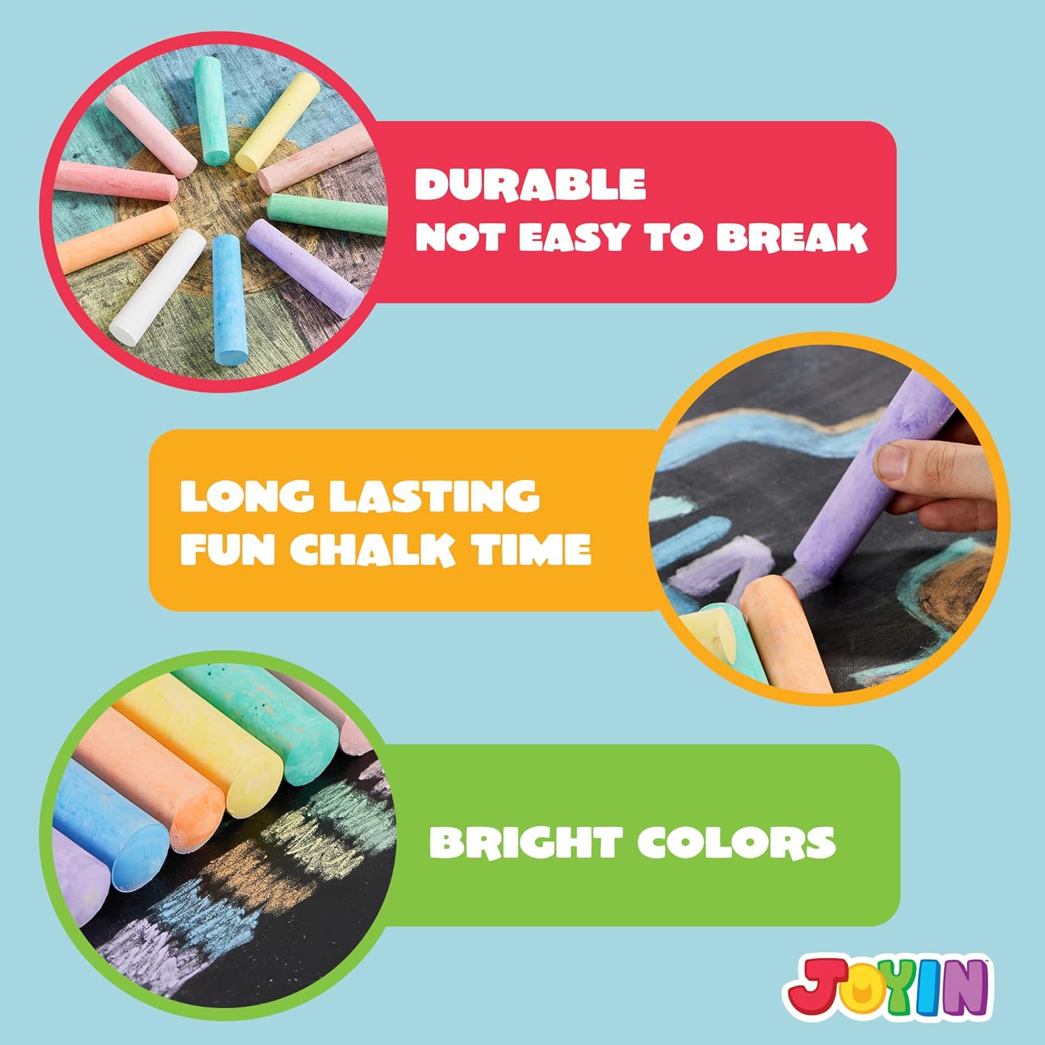 Thumbnail 2 de JOYIN 180-Piece Washable Sidewalk Chalk Set (20 Colors) — Jumbo, Non-Toxic Outdoor Art