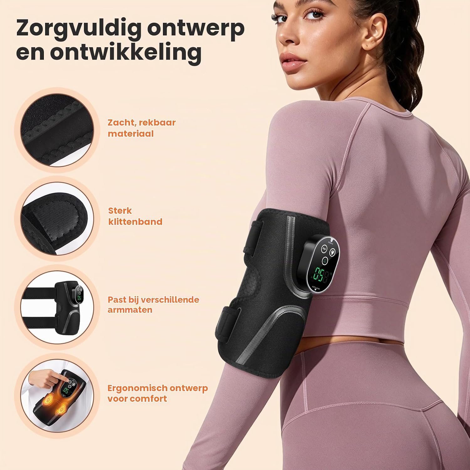 Thumbnail 2 de DYMROGE verwarmde elleboogbrace met trilmassage, touchscreen en 5 warmtestanden