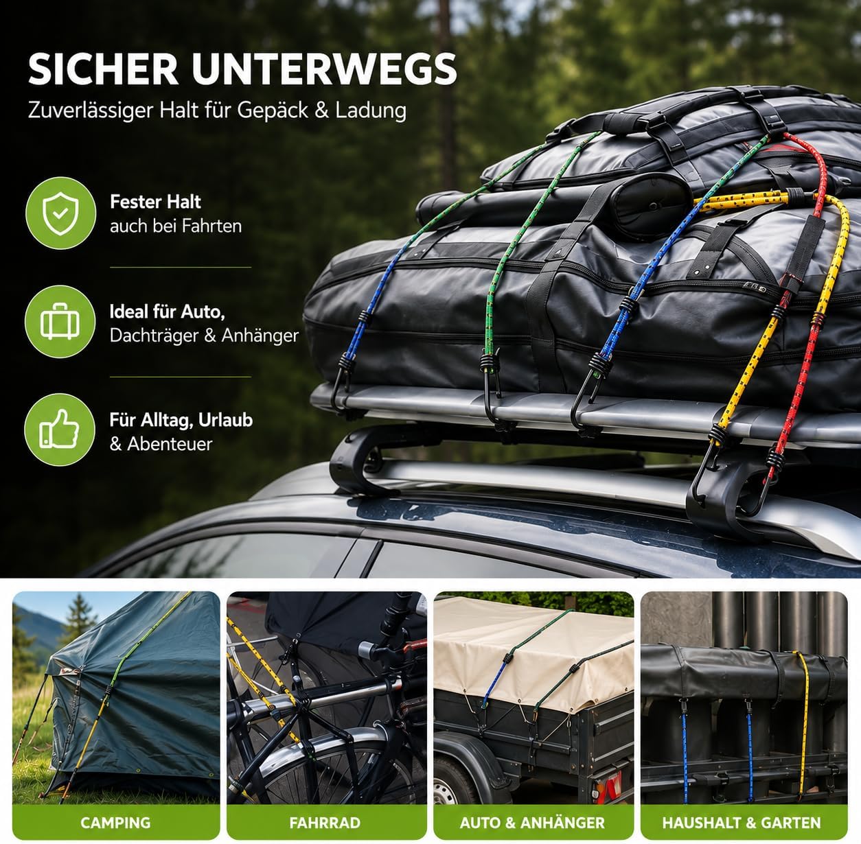 Detalle 2 de Baumarktic bm-002 expanderrep med krokar, 10-pack i olika längder