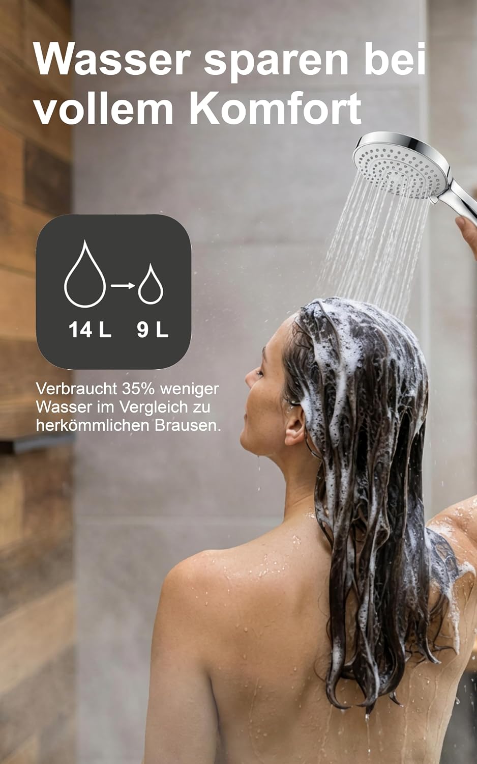 Thumbnail 1 de Duravit Universal Duschkopf – Duschbrause mit 3 Strahlarten (Rain, Intense Rain, Soft Rain) Ø 110 mm, MinusFlow, EasyClean, UV0650017010