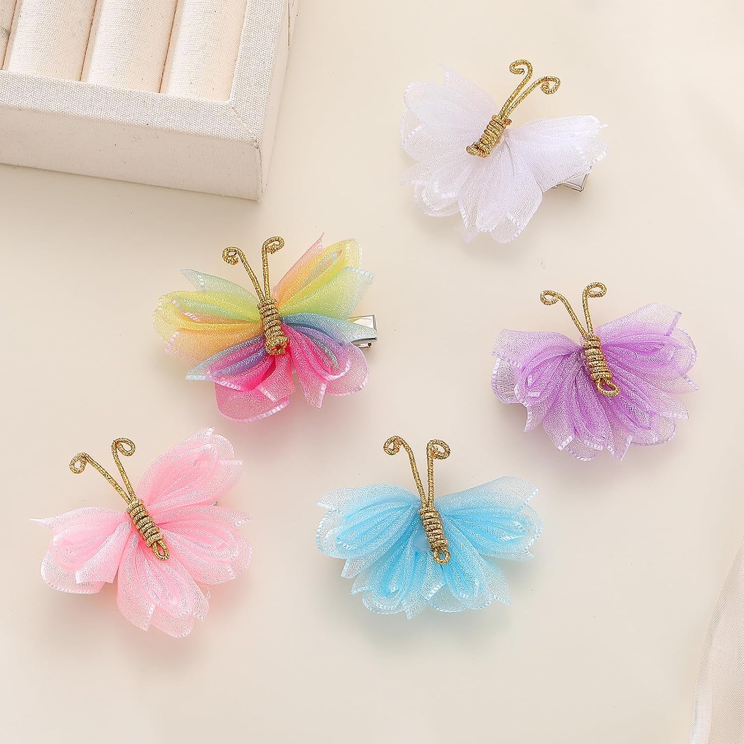 Detalle de Paderison Mini Butterfly Hair Clips, Purple Rhinestone Accents, 0.78-Inch