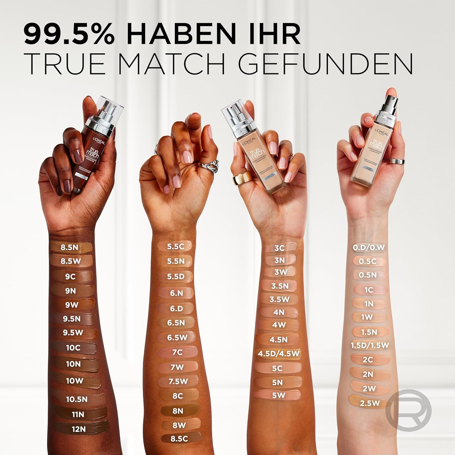 Detalle 2 de L'Oréal Paris True Match Foundation 2.N Neutral Light – Hyaluron, vegane Formel, mittlere Deckkraft, natürliches Finish, 30 ml