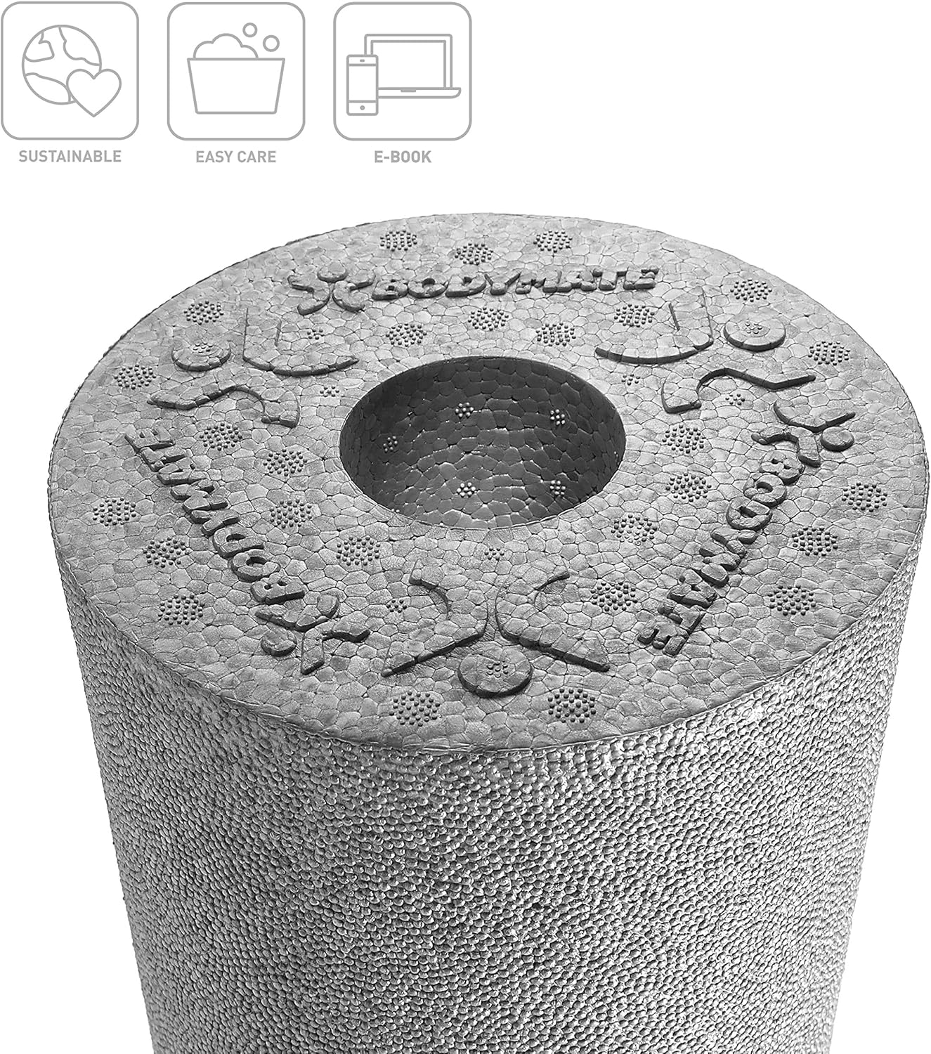 Detalle de BODYMATE Faszienrolle Standard (mittel-hart) – 45 cm Länge, 15 cm Durchmesser inkl. E‑Book