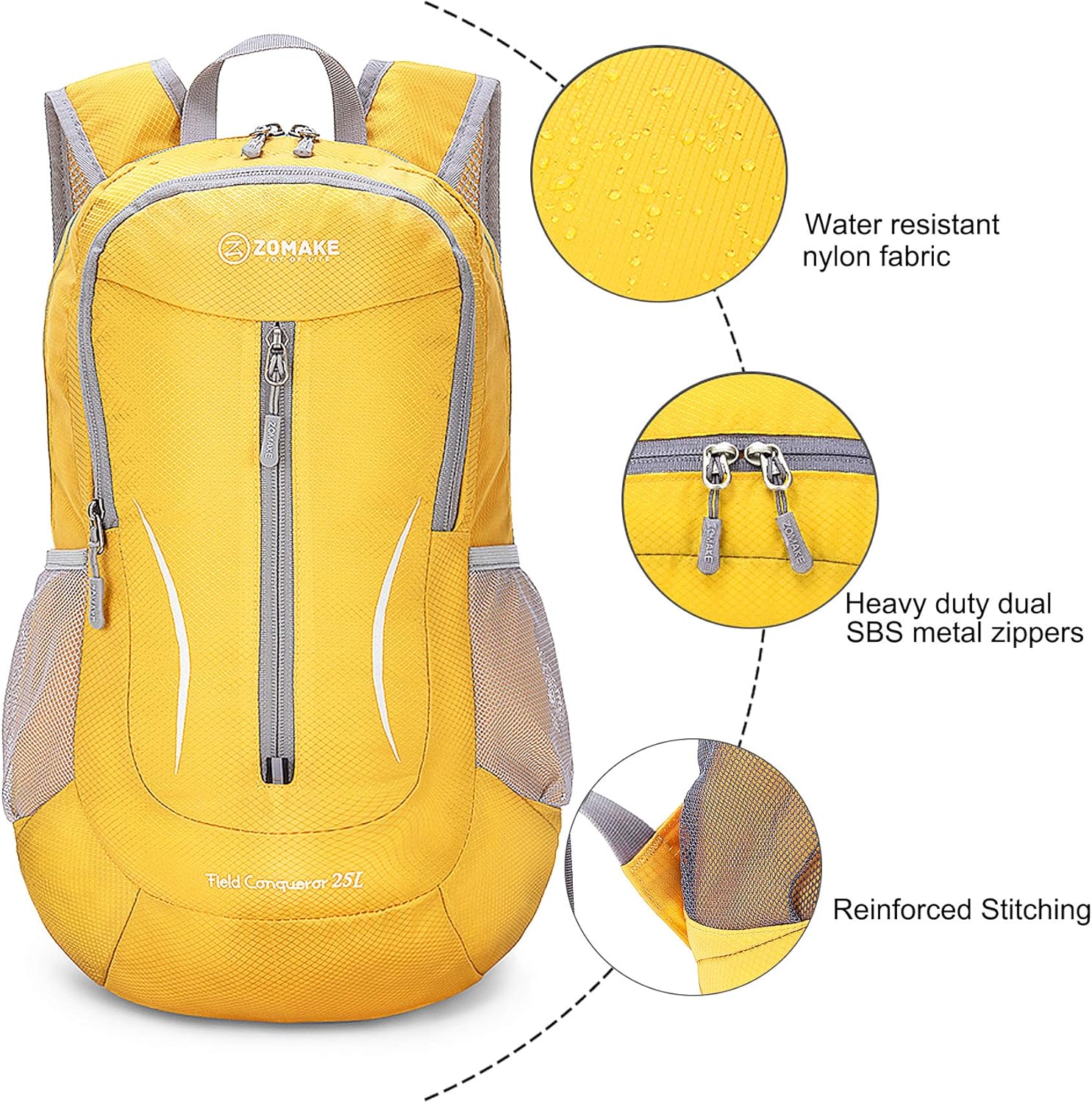Detalle de ZOMAKE sac à dos pliable ultra-léger 25L (290 g) – daypack randonnée et voyage