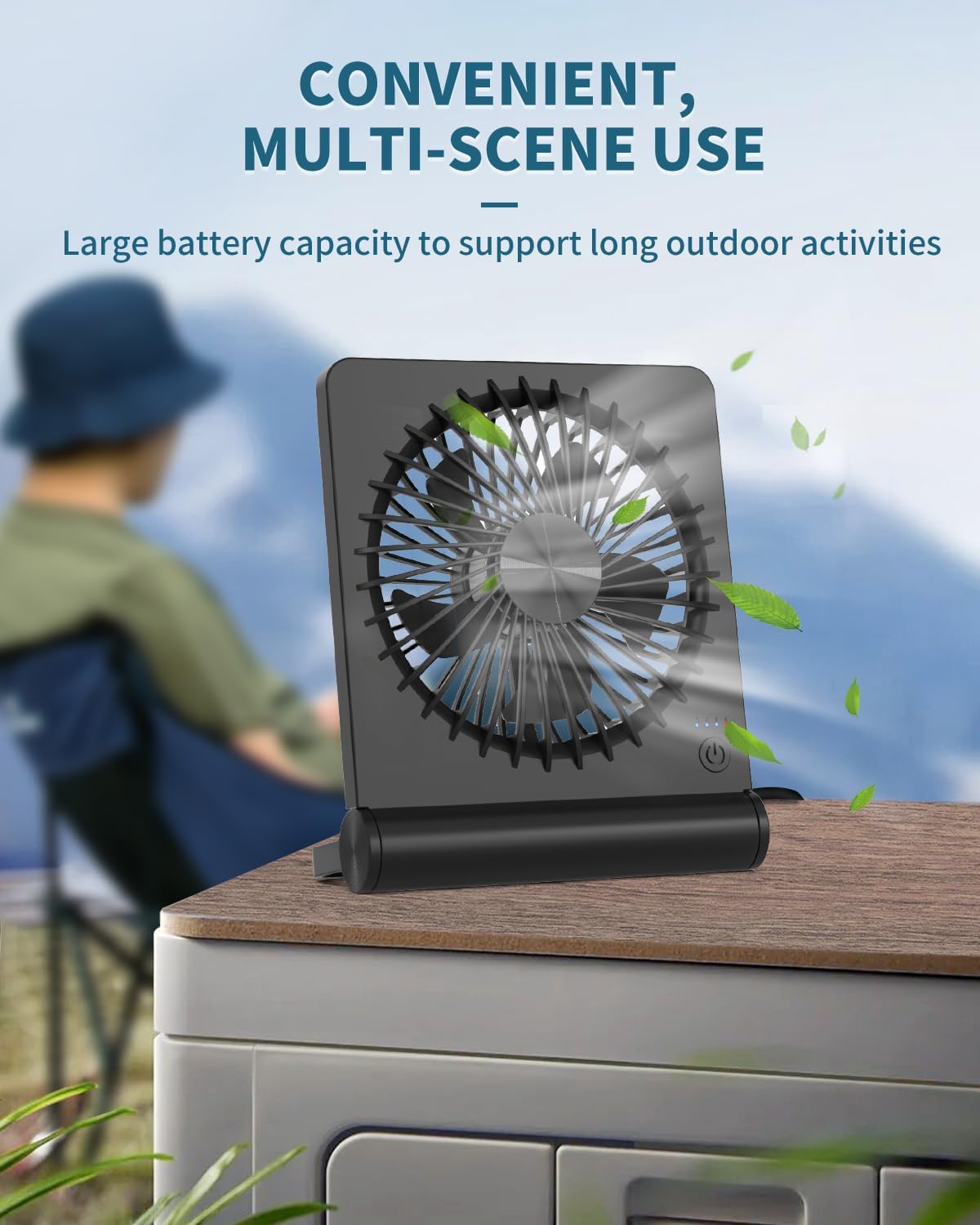 Thumbnail 1 de BIVBTP Desk Fan — USB Desk Fan with 2000mAh Rechargeable Battery, Ultra-Slim, Quiet & Powerful