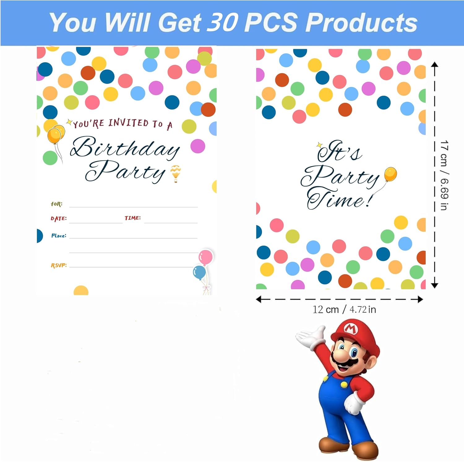 Thumbnail 5 de Birthday party invitation cards, 4.72 x 6.69 inches