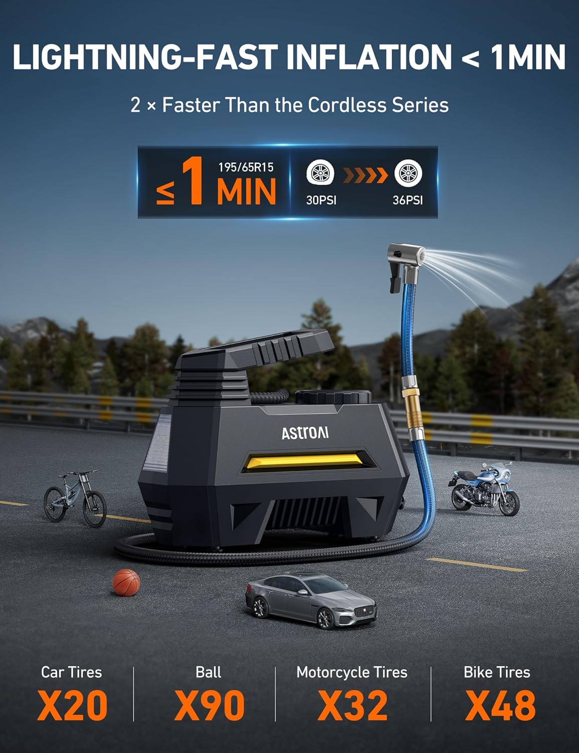 Detalle de AstroAI Tire Inflator Portable Air Compressor 12V