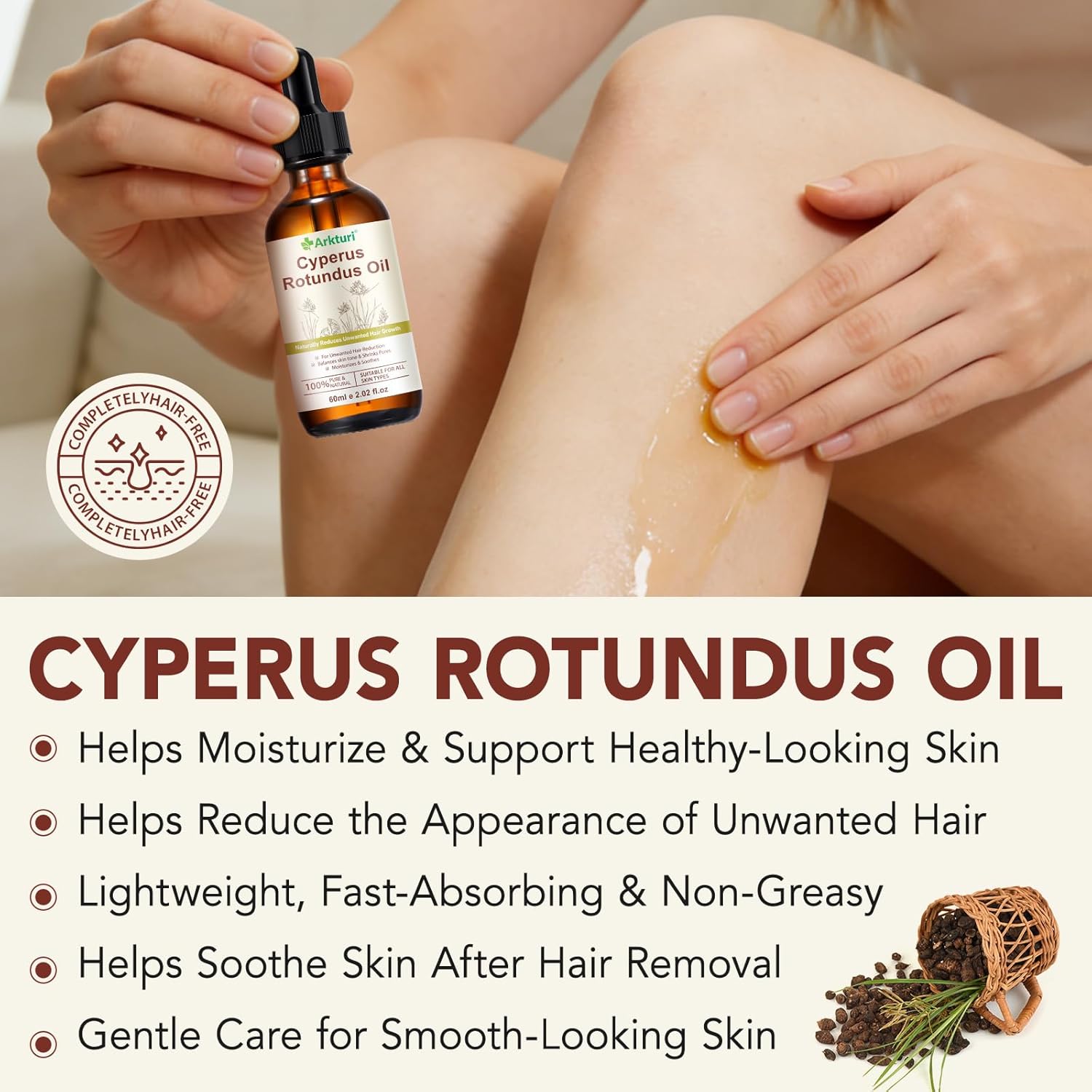 Thumbnail 2 de Feeliville Cyperus Rotundus Oil 60 ml, olio naturale per inibire la ricrescita dei capelli e idratare la pelle