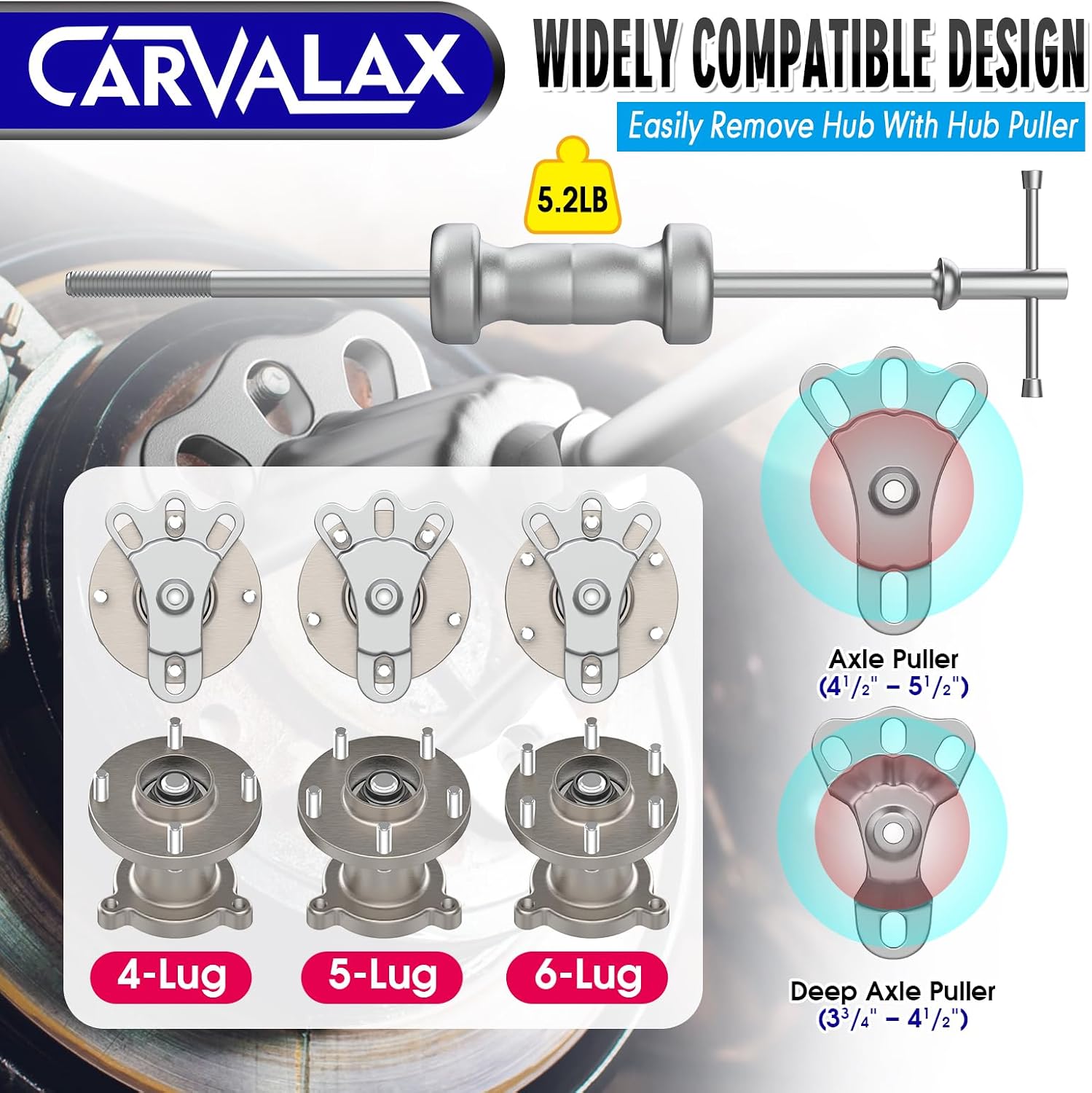 Detalle de CARVALAX 12-Way Slide Hammer Puller Set — 23-Piece Heavy-Duty Auto Repair Kit