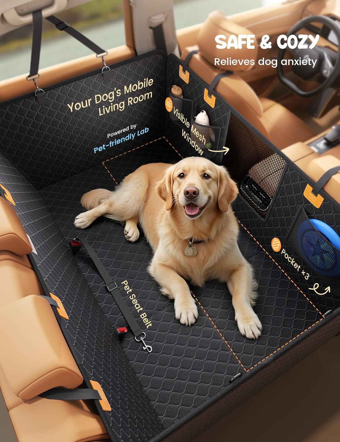 Detalle 2 de Lamicall dog car hammock 195kg XL