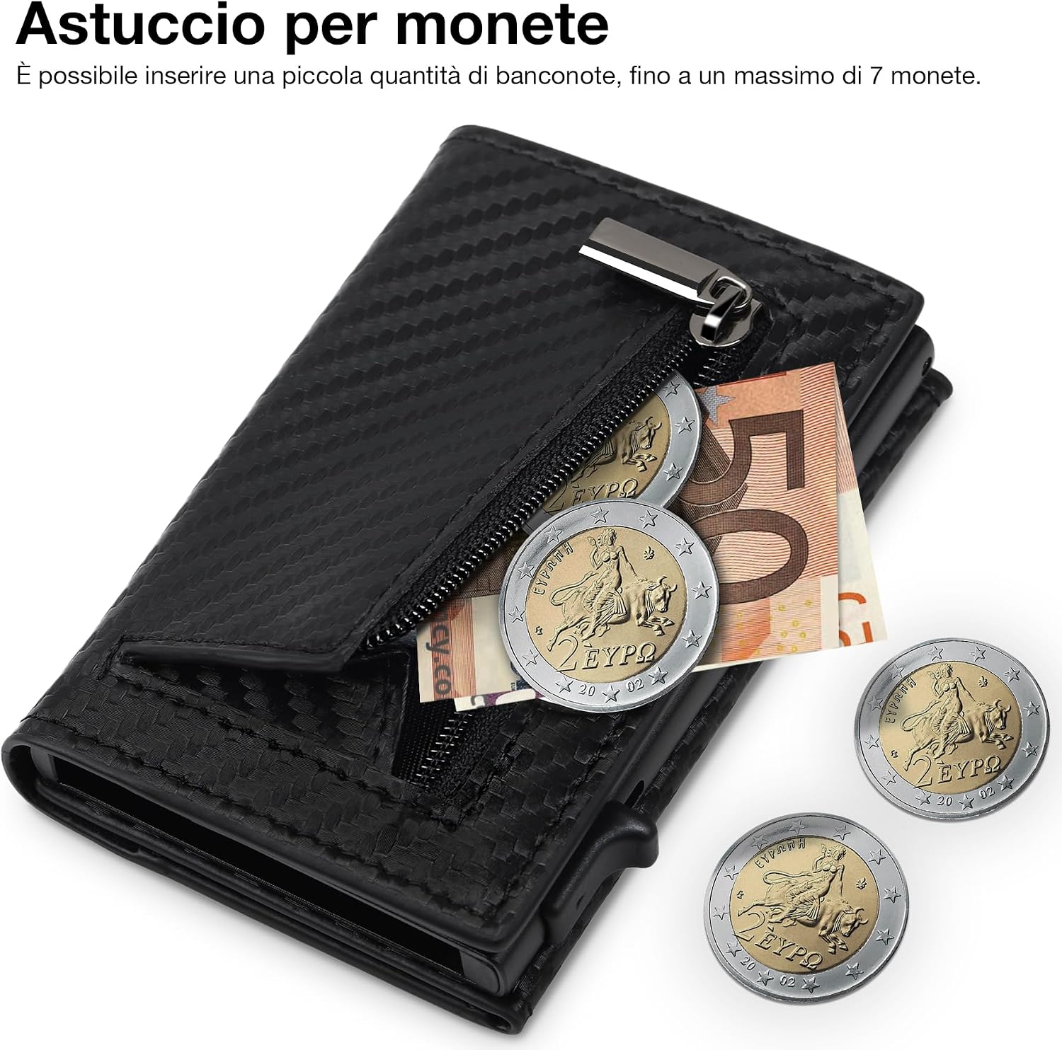 Detalle de TEEHON Porta Carte di Credito da Uomo e Donna | Portafoglio Slim RFID con ZIP e Chiusura Magnetica