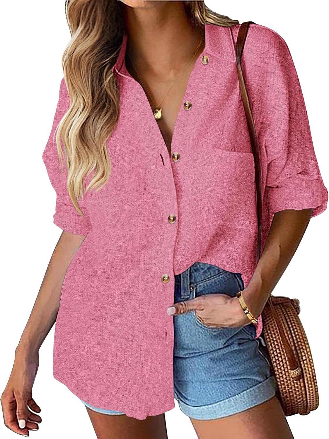 Thumbnail 6 de Chemise femme coton Hotouch, col en V