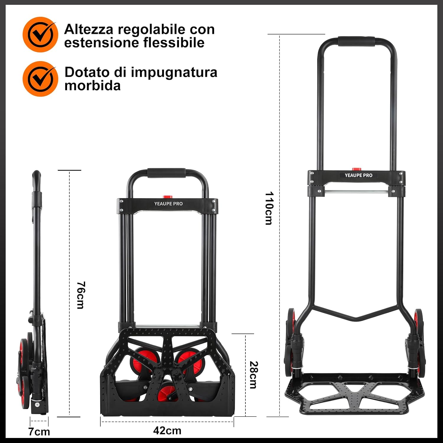 Thumbnail 3 de YEAUPE PRO Carrello Saliscale Pieghevole 50 kg