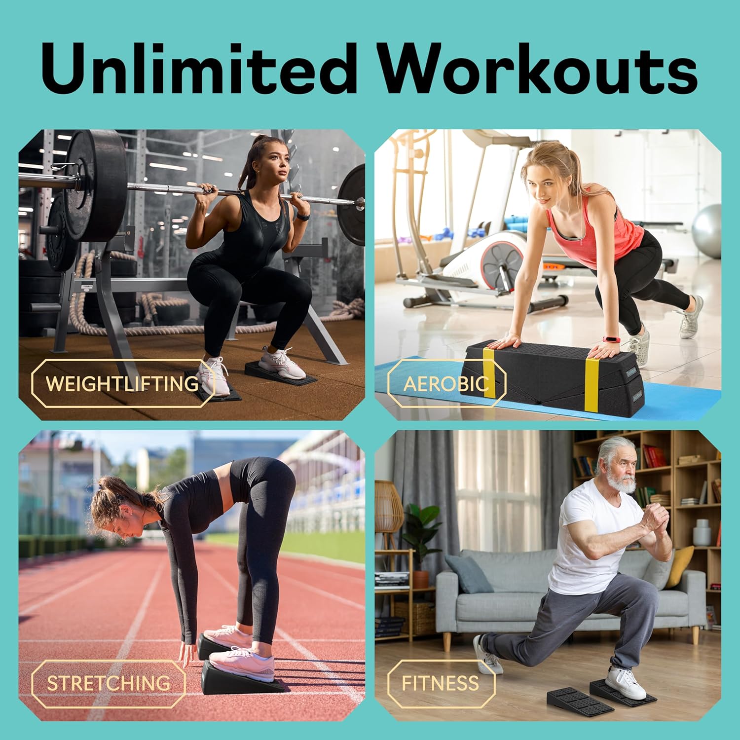 Thumbnail 4 de Squat Wedge Block Set of 3/5 with Stackable Angles (960 LBS Capacity) for Calf Stretching