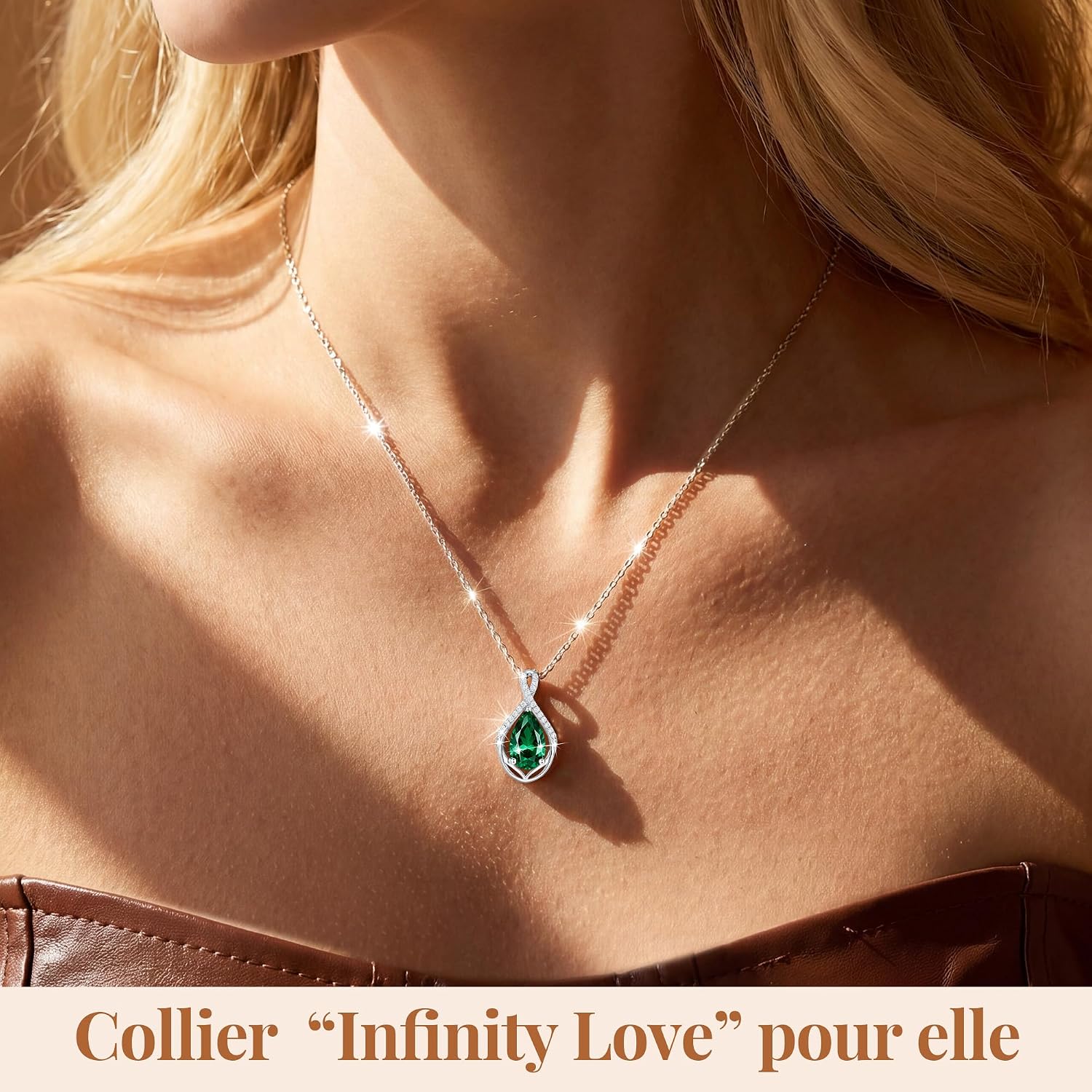 Detalle de CDE Collier Femme Cadeau Pendentif Larme en Zircone 5A – Élégance raffinée