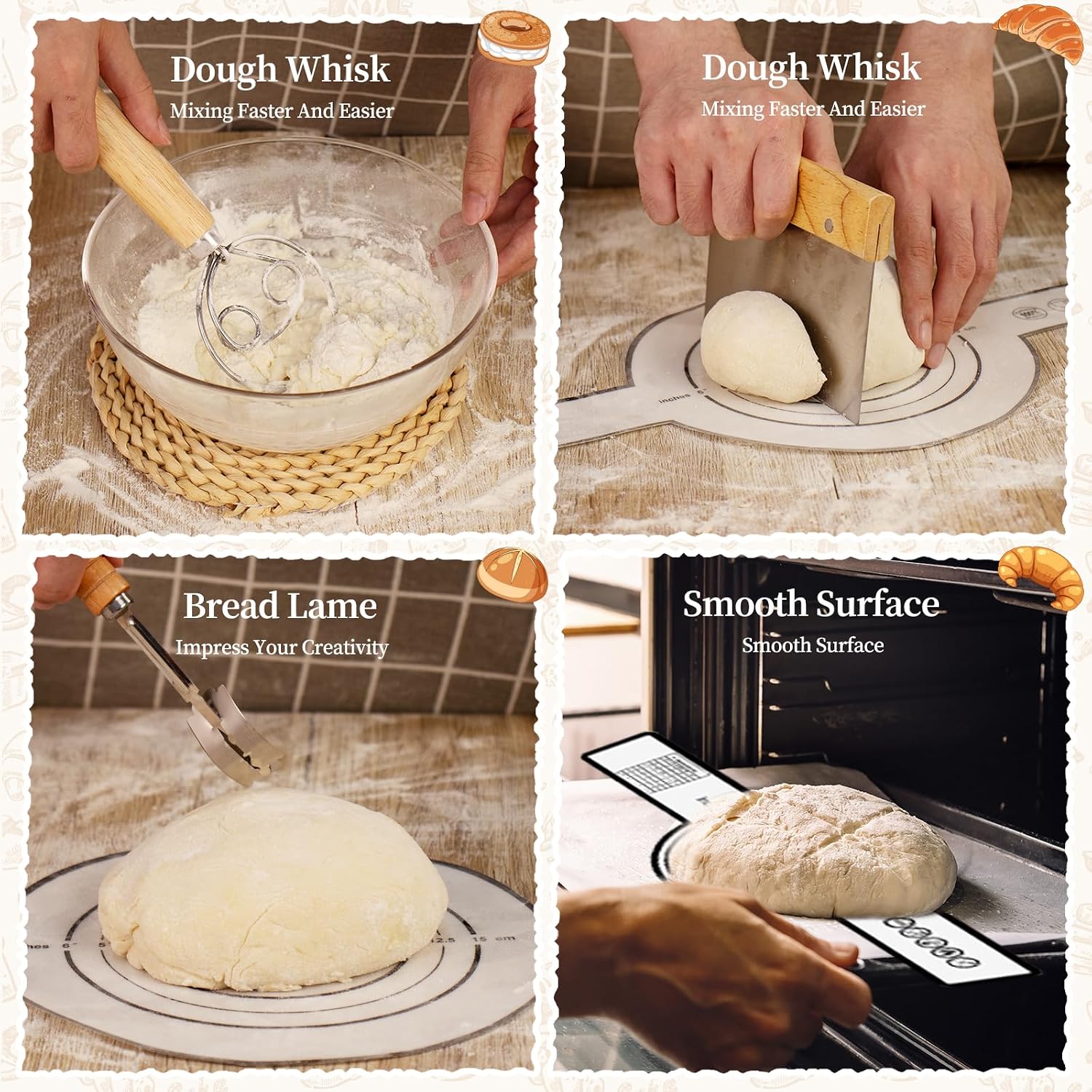 Detalle 2 de XWXO 1 Sourdough Starter Kit with 10-Inch Round Banneton and Baking Tools