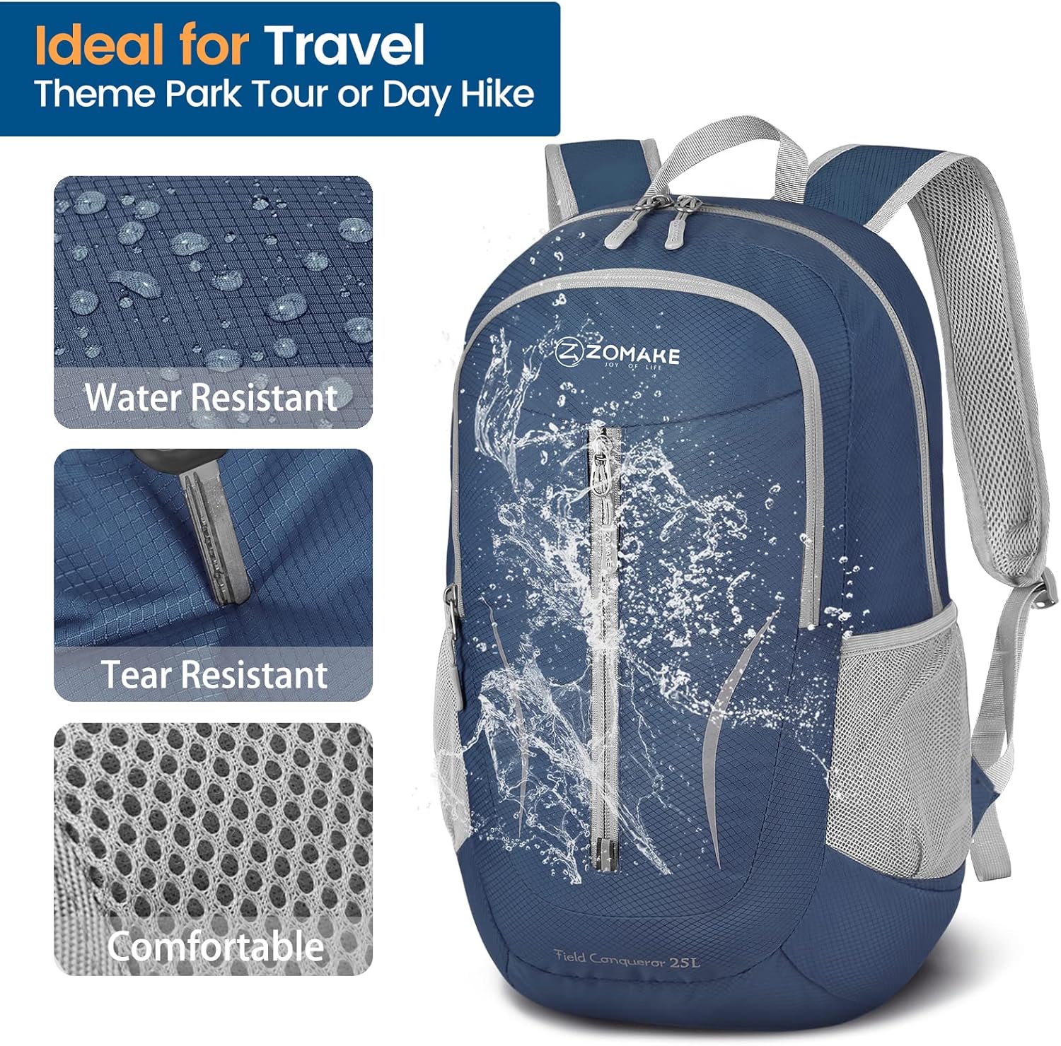 Thumbnail 3 de ZOMAKE Lightweight Foldable Backpack: 25L Packable Daypack for Travel, Hiking and Everyday Use