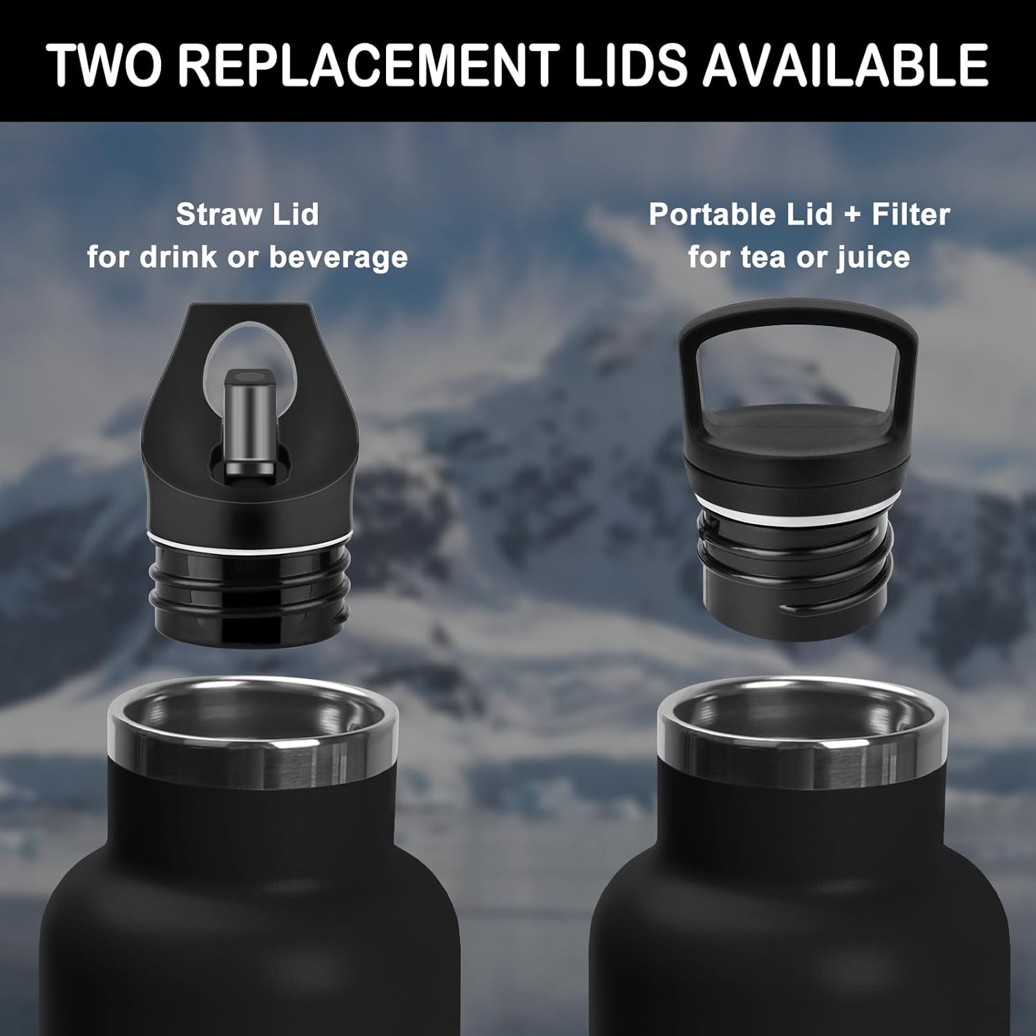 Thumbnail 4 de Grsta borraccia termica da 1 litro in acciaio inox con cannuccia e doppi tappi anti-perdita