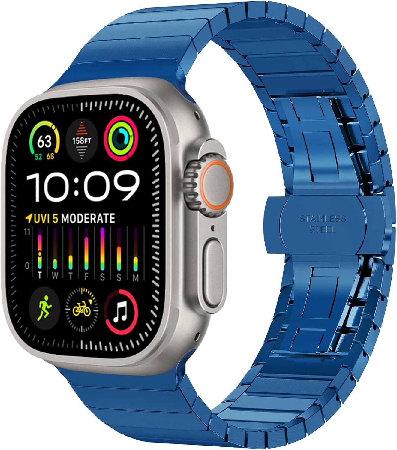Detalle de Fullife Stainless Steel Watch Strap for Apple Watch (All Generations) – Blue
