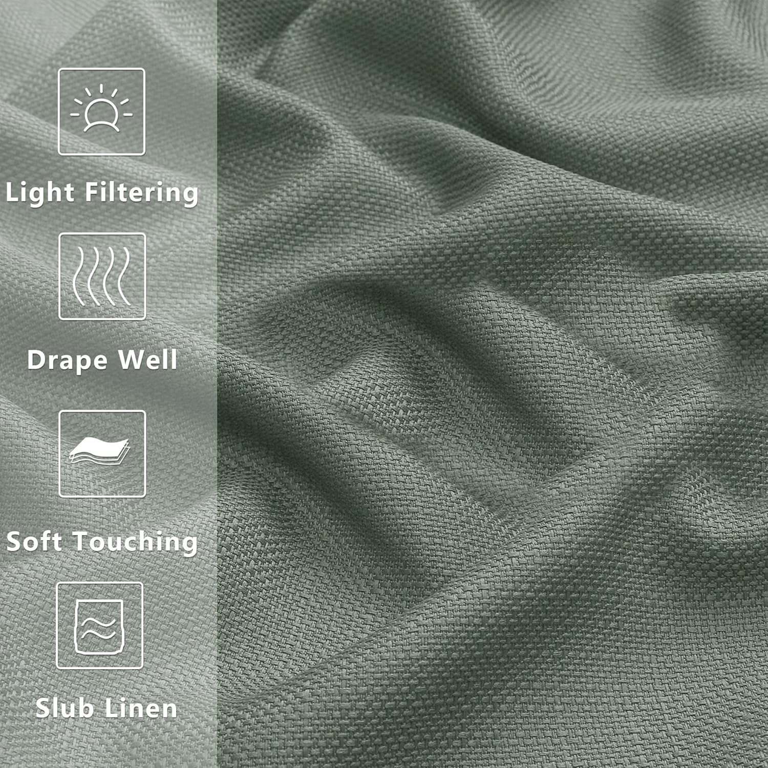 Thumbnail 1 de Gwine Sage Green Curtains 72" 2-panel set 🪟