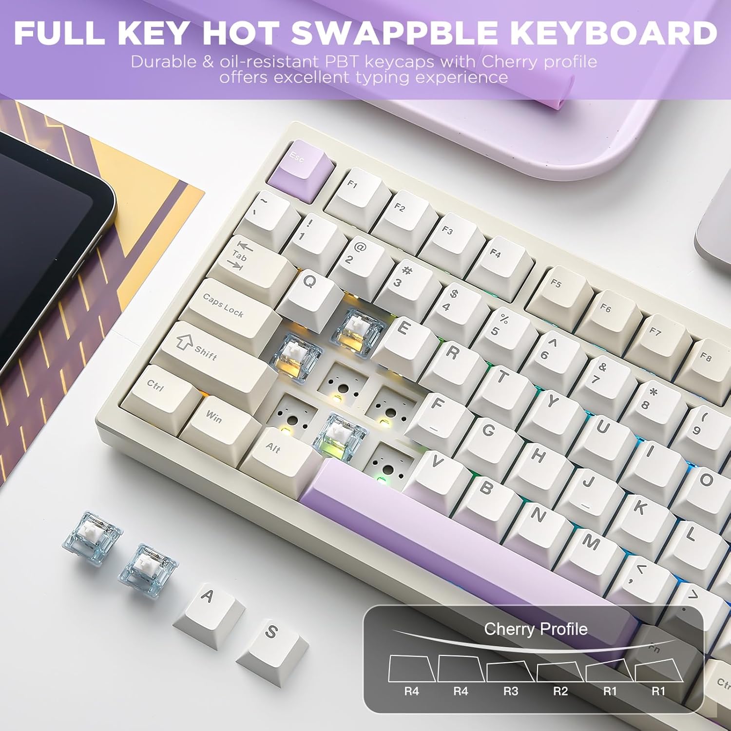 Thumbnail 5 de YUNZII AL80: Drahtlose 75% Mechanische Tastatur mit Aluminiumgehäuse, LCD-Display und QMK/VIA