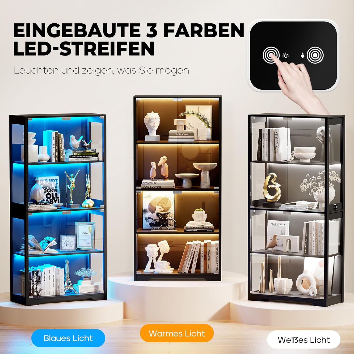 Detalle de BROTTAR Vitrine LED Schwarz 80x165x36 cm