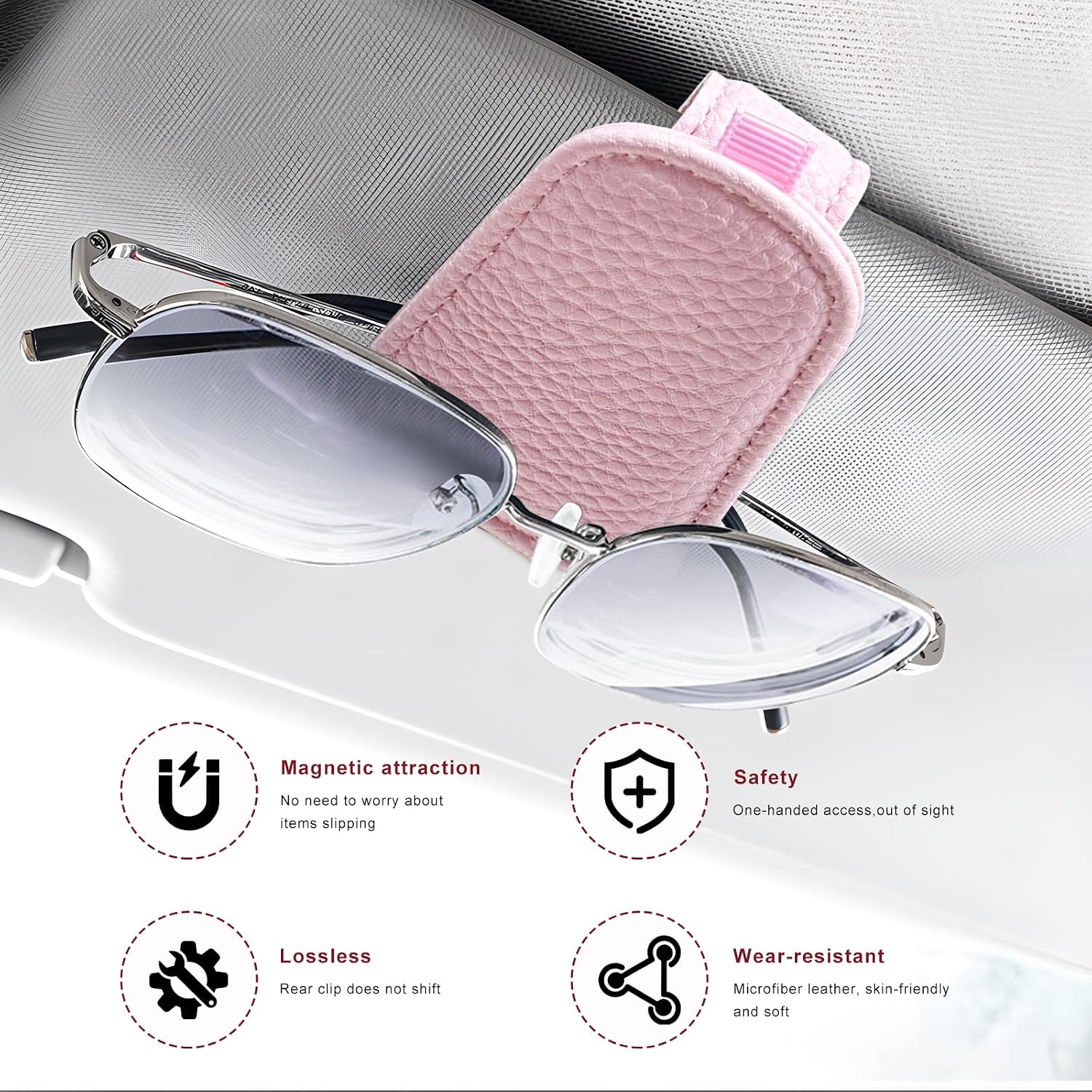 Detalle 2 de LSKASELUE Car Sunglasses Holder, Leather