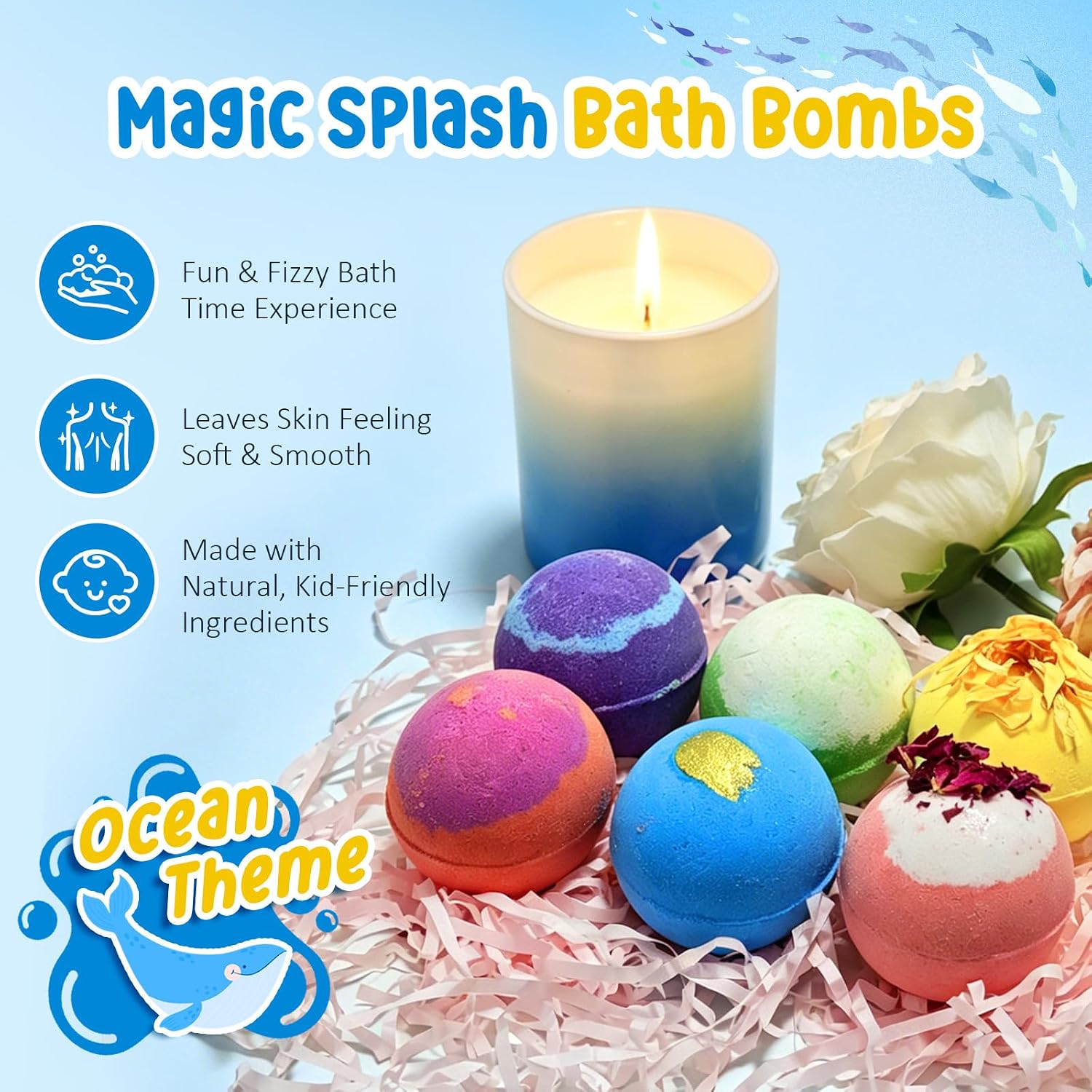 Thumbnail 3 de Bath Bombs for Kids: 6 Colourful Fizzy Bath Bombs Set