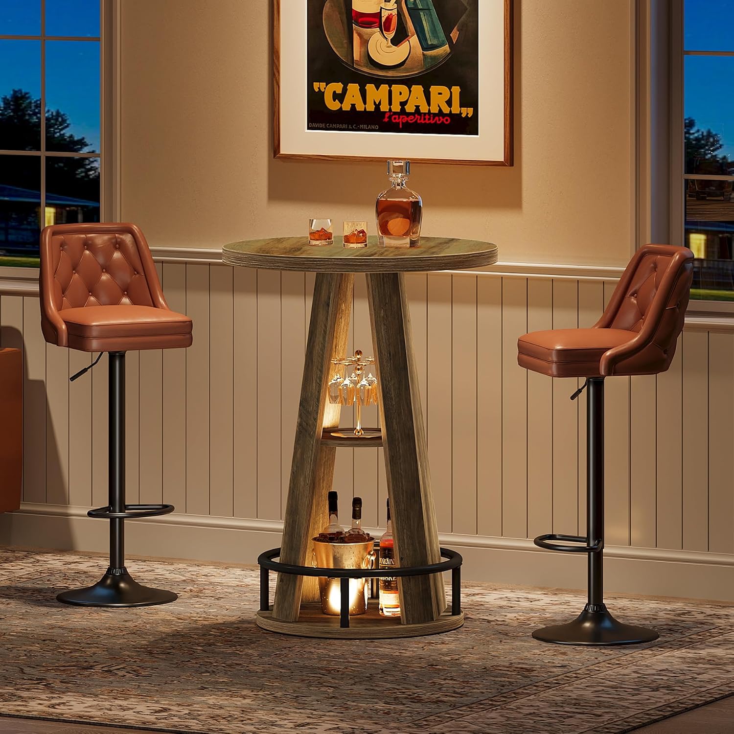 Thumbnail 6 de Tribesigns Round Bar Table, 3-tier storage