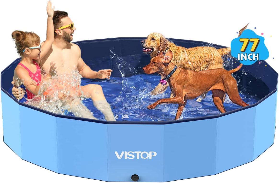 Imagen de VISTOP Jumbo Foldable Dog Pool: 77in Portable Hard-Shell Bath Pool for Pets and Kids en OfertitasTOP