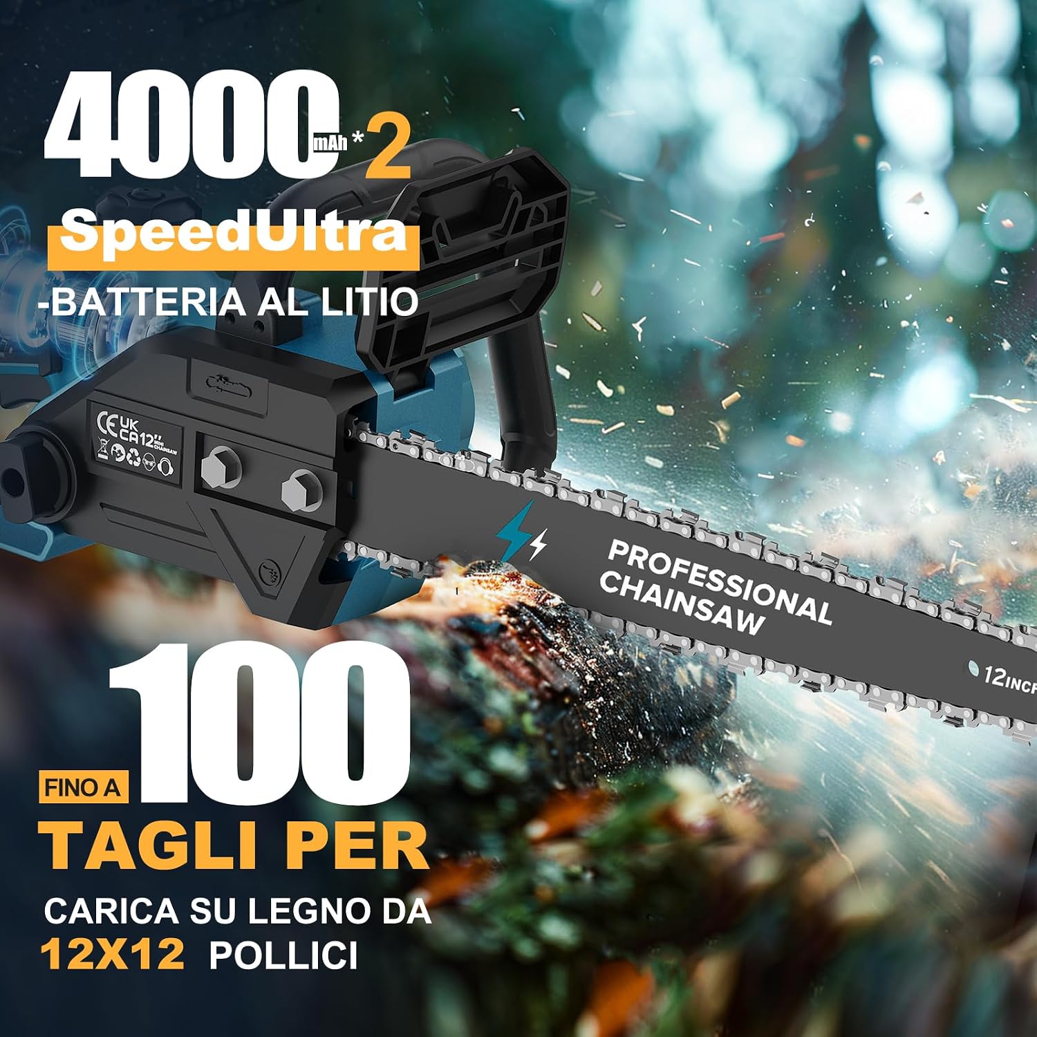 Thumbnail 1 de PowerCut X13: Motosega a batteria da 12 pollici con 2x4000mAh, taglio rapido e senza fili