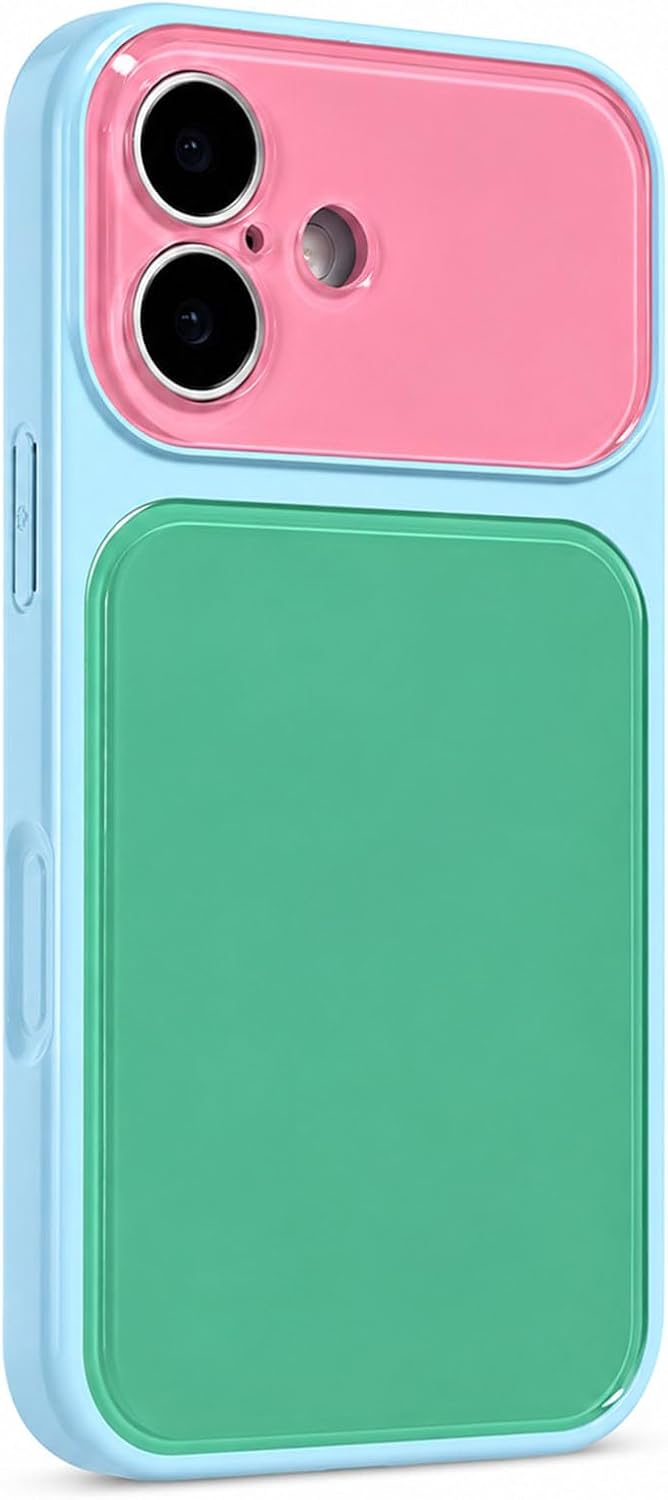 Detalle 2 de EKELYVIA Cyan TPU Case for iPhone 17, Contrast Color Design, Raised Bezels