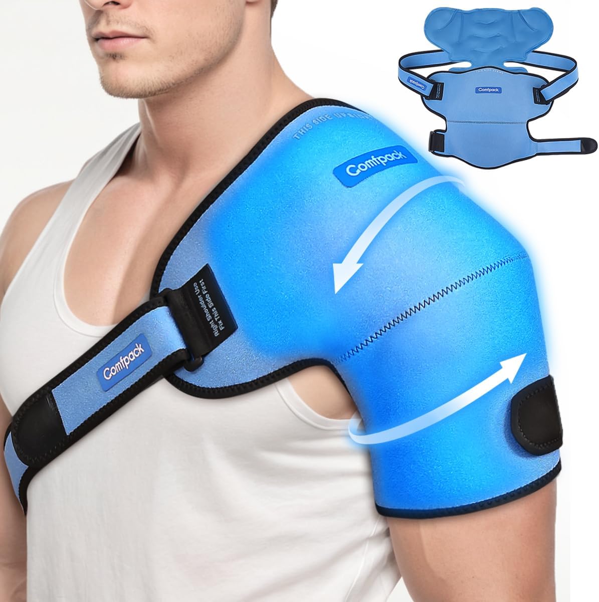 Detalle de Comfpack 3D XL Shoulder Ice Pack, Adjustable Hot and Cold Therapy Wrap