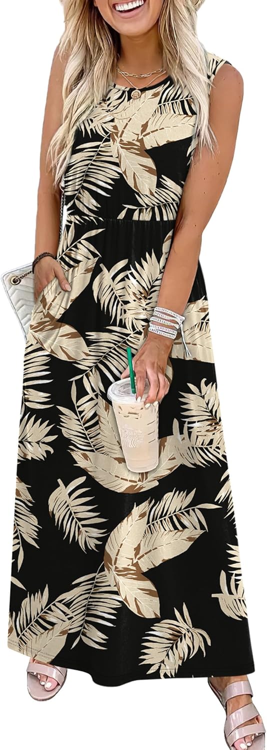 Thumbnail 1 de WIHOLL Summer Dresses for Women 2026 Maxi Dress with Pockets — Flowy A-Line Sleeveless Sundress