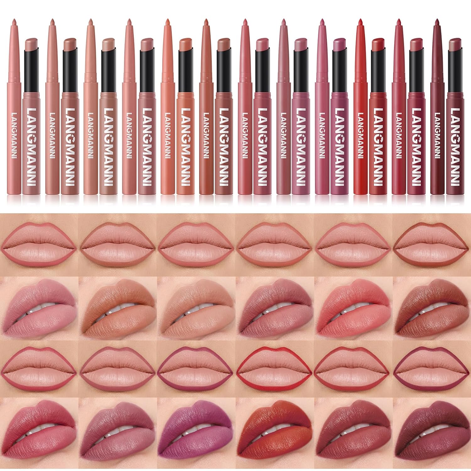 Thumbnail 1 de 12‑er Matte Lippenstift & Lipliner Set – Lang anhaltende, wasserfeste Nude-Töne (Set B)