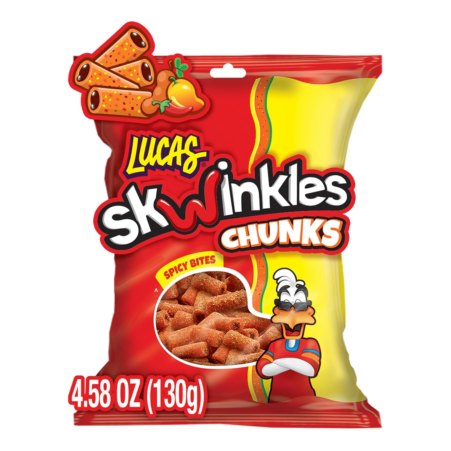 Detalle de Lucas Skwinkles Sweet & Sour Candy Chunks, Mango Flavor with Tamarind Filling