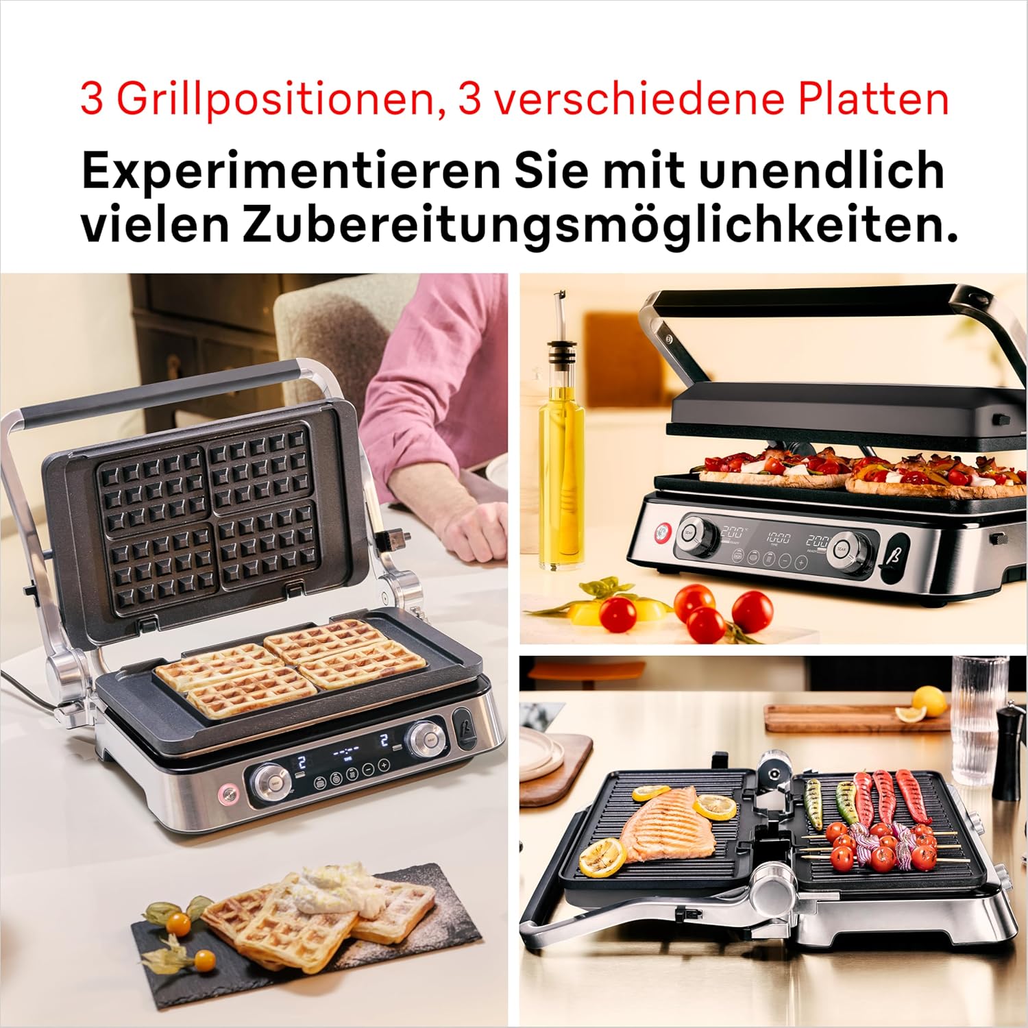 Thumbnail 2 de Braun MultiGrill 9 CG 9167 Kontaktgrill mit Grill-, Flach- und Waffelplatten & Temperaturfühler