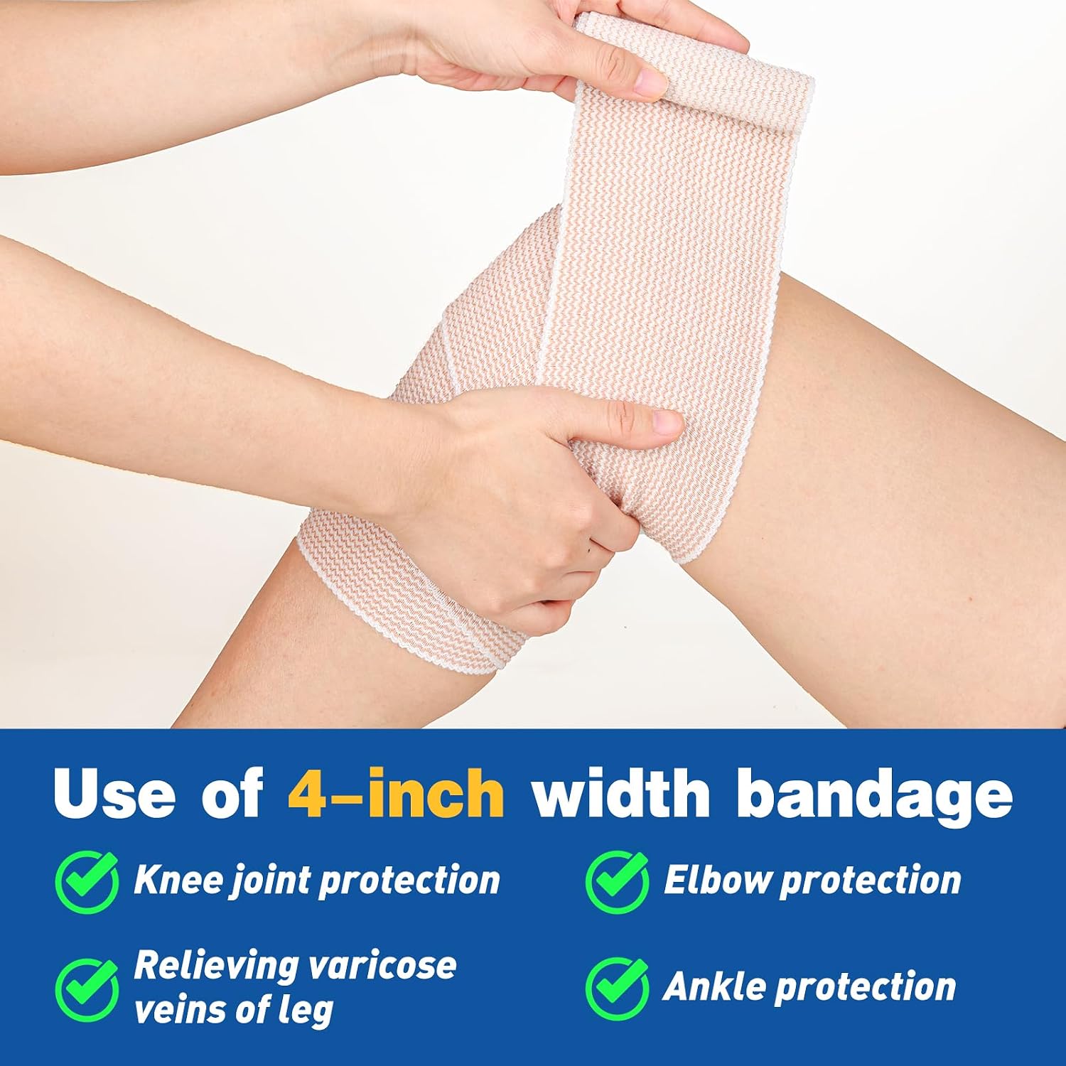 Detalle 2 de AZEN Premium 8-Pack Elastic Bandage Wraps, Latex-Free, Four Widths