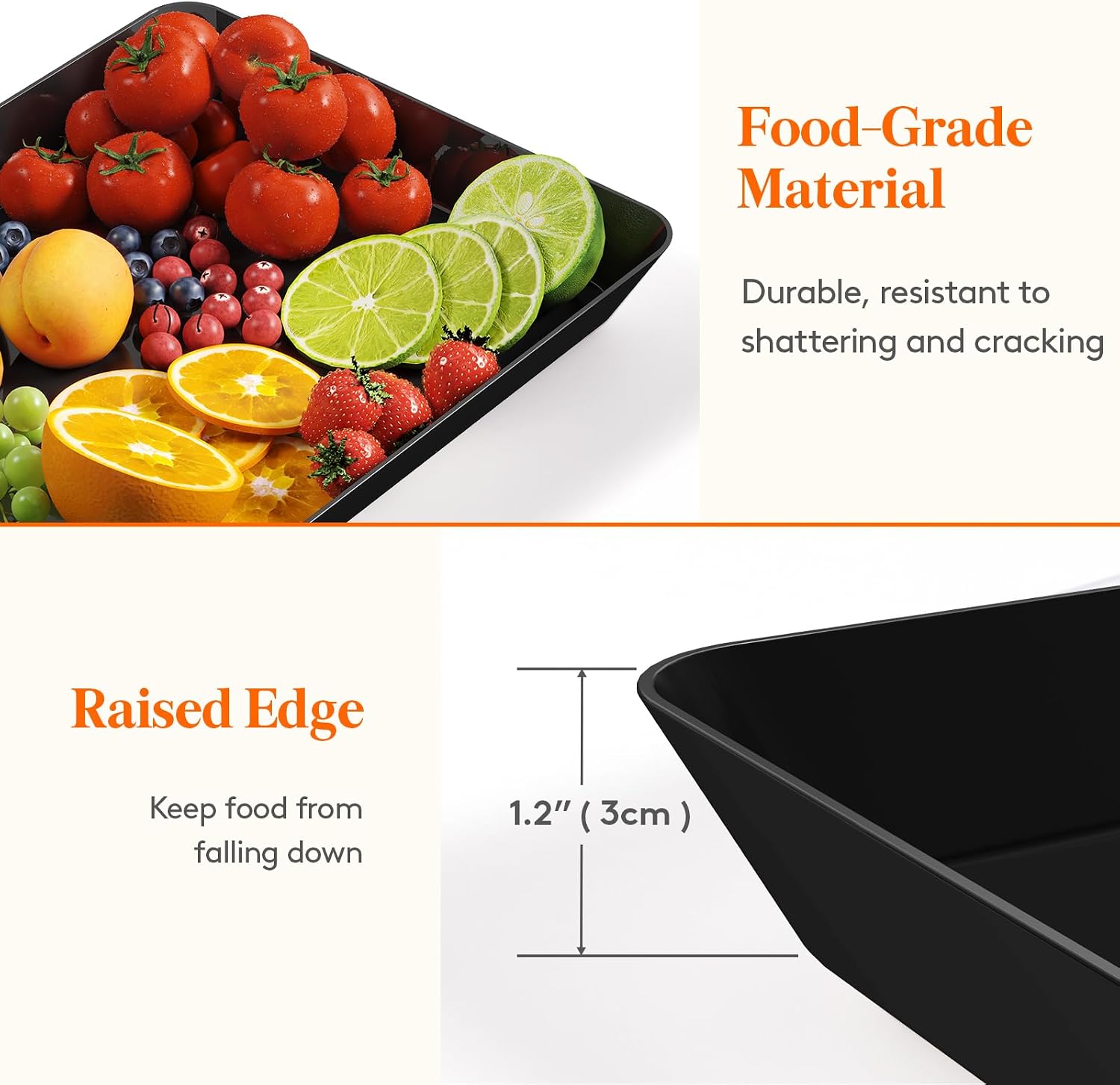 Detalle de Lifewit 22048 Plastic Serving Trays, Set of 6, Black, BPA-Free