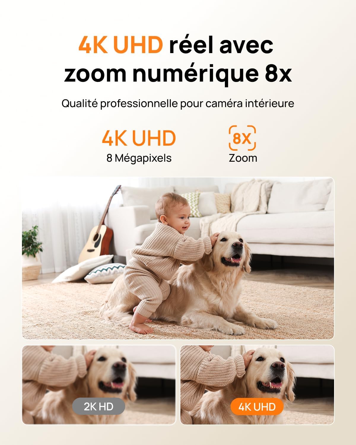 Detalle de Anona 4K(8MP) Caméra Surveillance WiFi Intérieur – 360° et Suivi Auto, IA et Audio 2 Voies