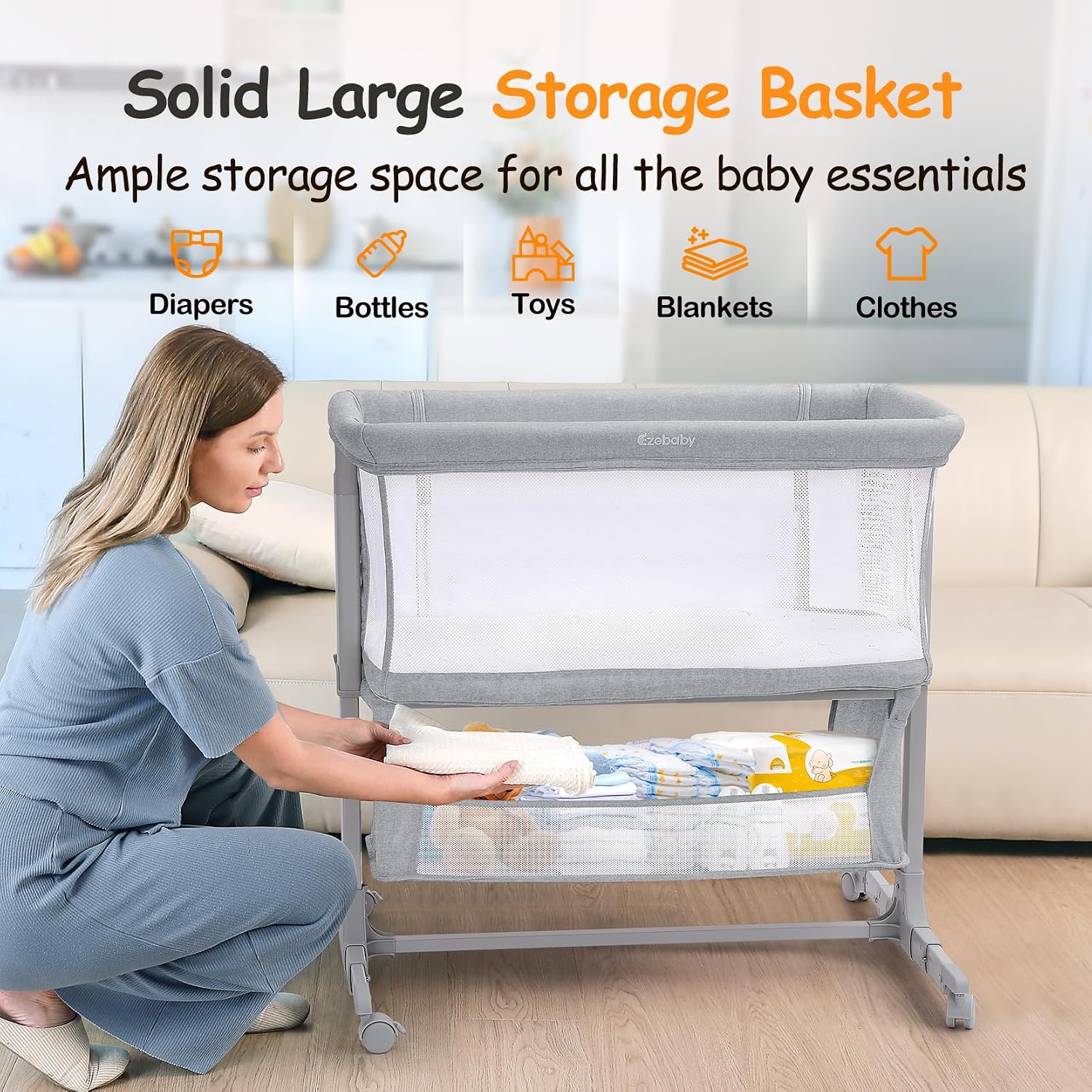 Detalle 2 de Ezebaby Bedside Bassinet, 7 Height Settings