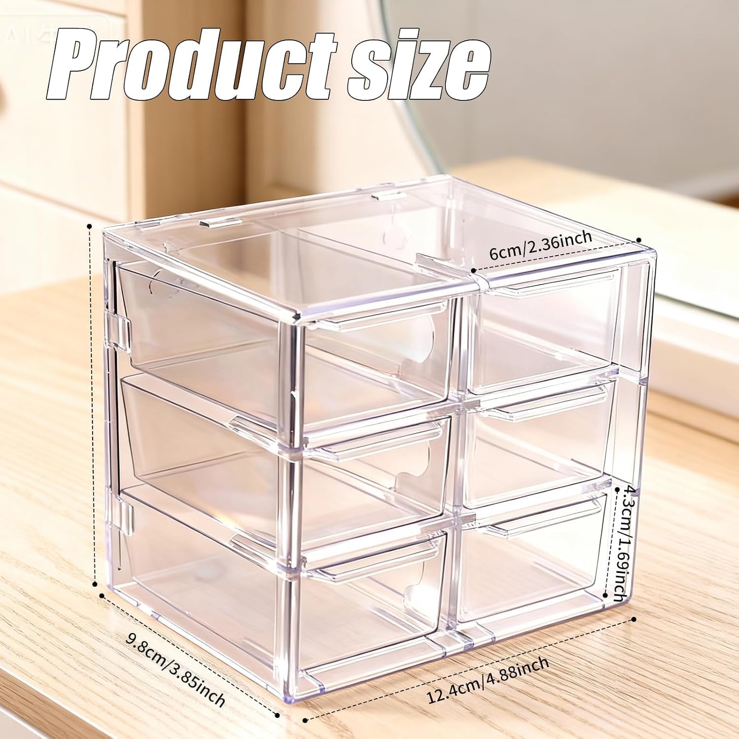 Detalle de LINLINOI 6CT bureau-organizer met 6 lades, transparante lades en stapelbaar
