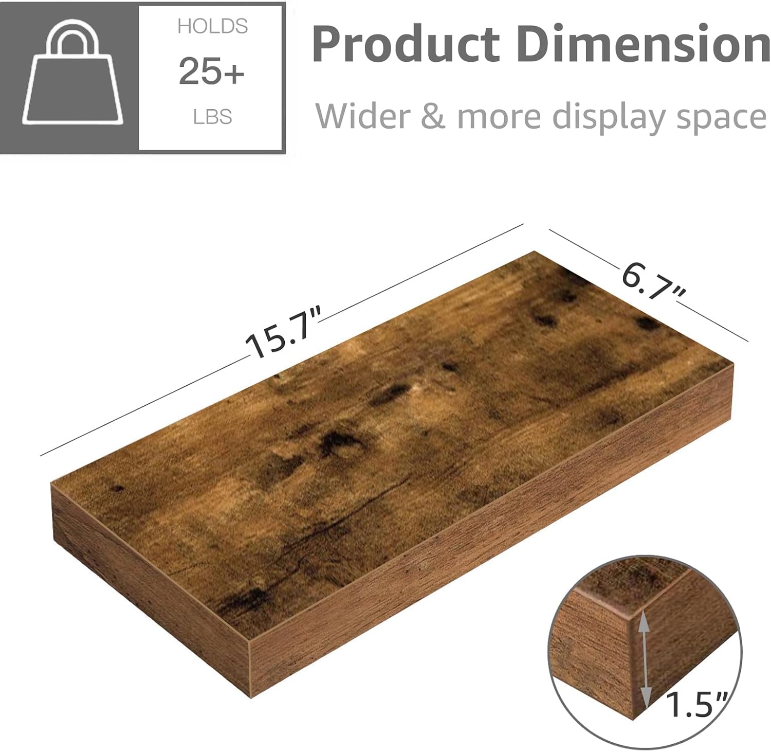Detalle de QEEIG Floating Shelves, 15.7-Inch