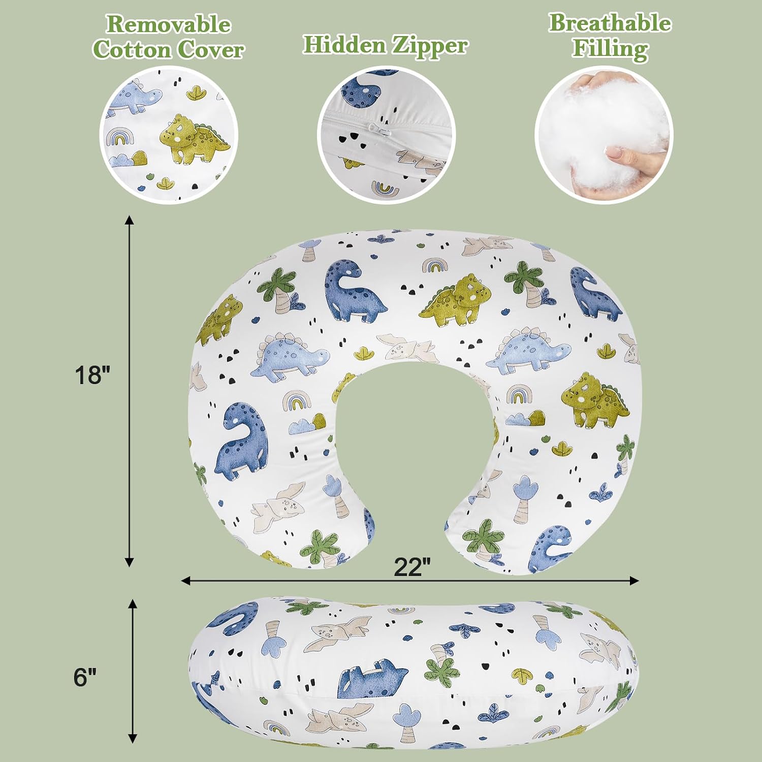 Detalle de LLCJYYCY C-Shaped Nursing Pillow for Breastfeeding, Bottle Feeding and Tummy Time