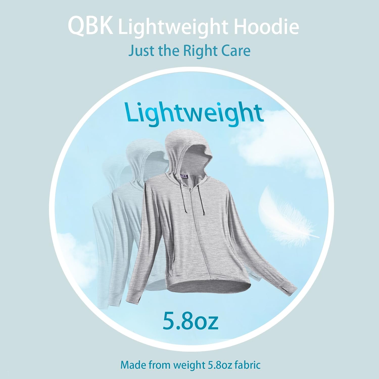 Thumbnail 1 de QBK Light Weight Zip Up Hoodie: Thin Summer Jacket for Women