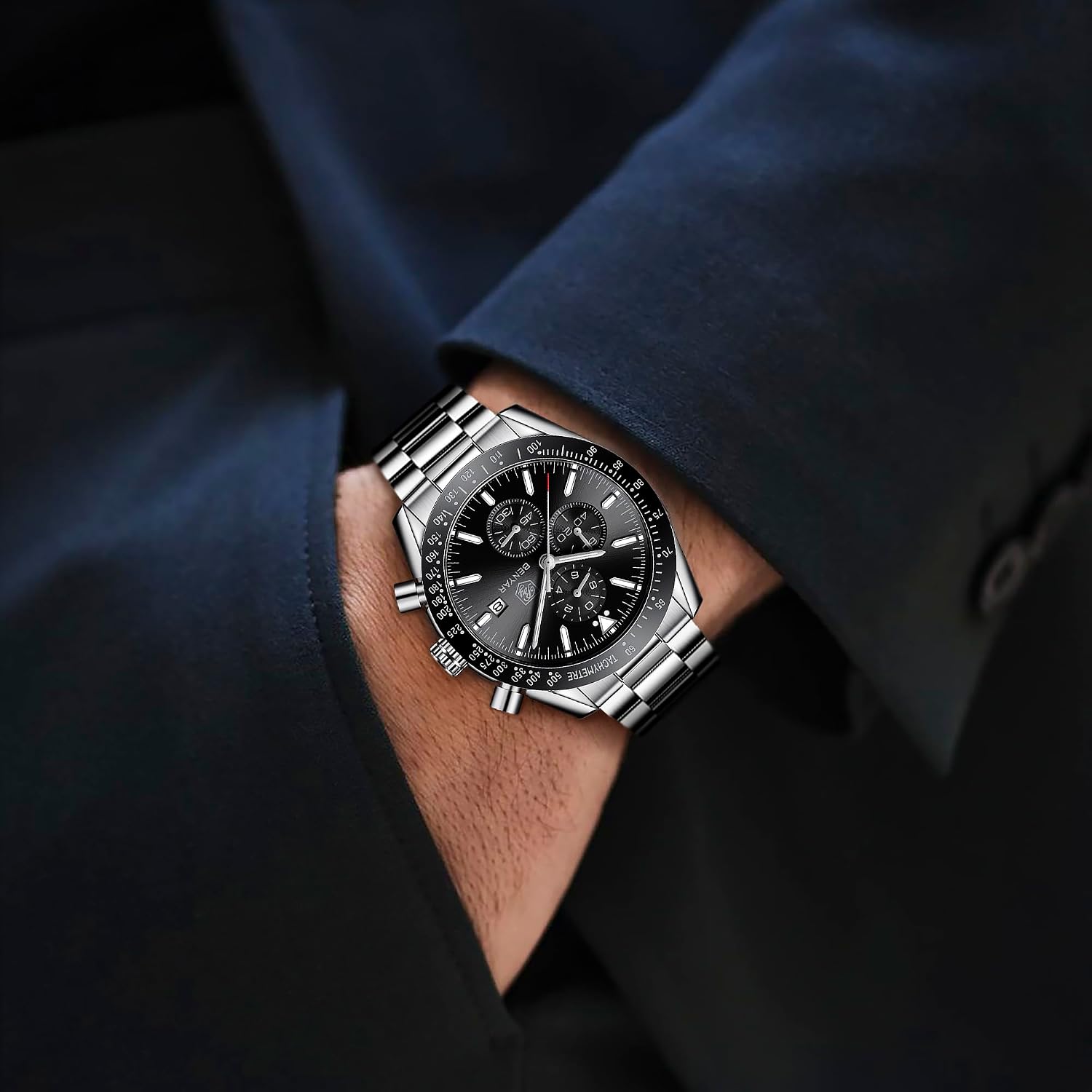 Detalle de BENYAR Herren-Chronograph 45 mm Analog Quarz