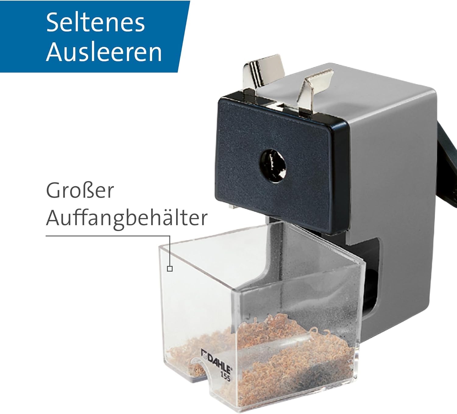 Detalle 2 de Dahle 00155-17496 Bleistiftspitzmaschine 155 mit Zwinge, 12 mm, smart grey