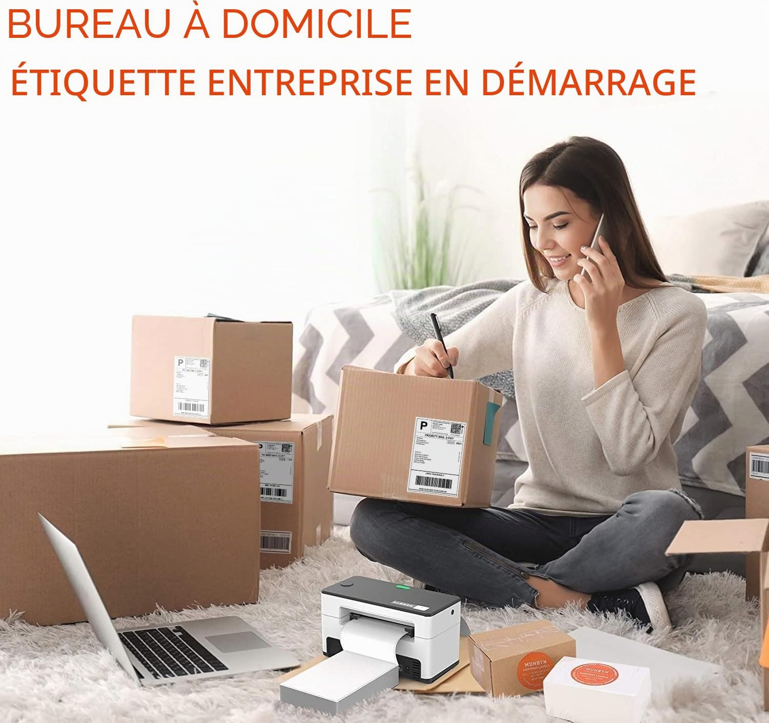 Detalle de MUNBYN Etiquettes Thermiques 4x6 - 500 étiquettes 10 x 15 cm, résistant et sans BPA