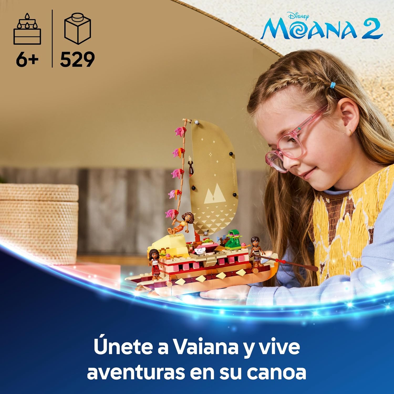Detalle de LEGO | Disney Vaiana 2 Canoa de Aventuras - ¡Aventuras en el Mar! 🚤