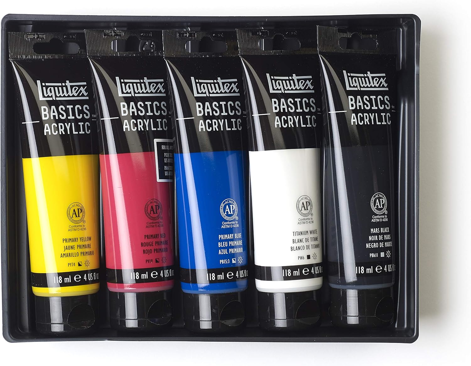 Thumbnail 2 de Liquitex Basics 5x118 ml – Pittura acrilica monopigmentata, finitura satinata, set di colori